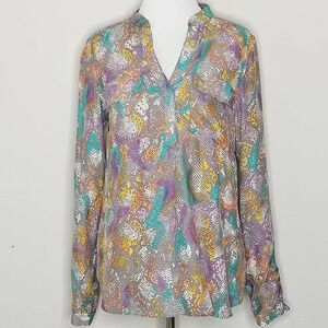 Alice & Trixie Gray Pastel Silk Snake Print Top XS